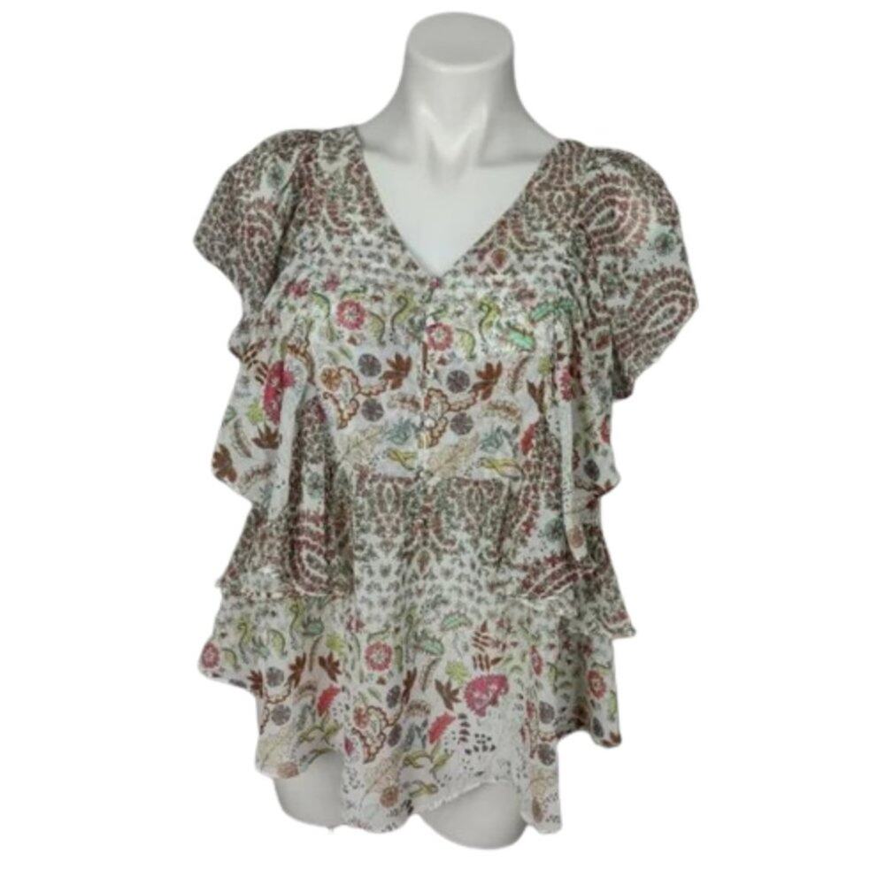 Matilda Jane Fly By Floral Cascading Ruffle Top Size XS - Picture 14 of 14